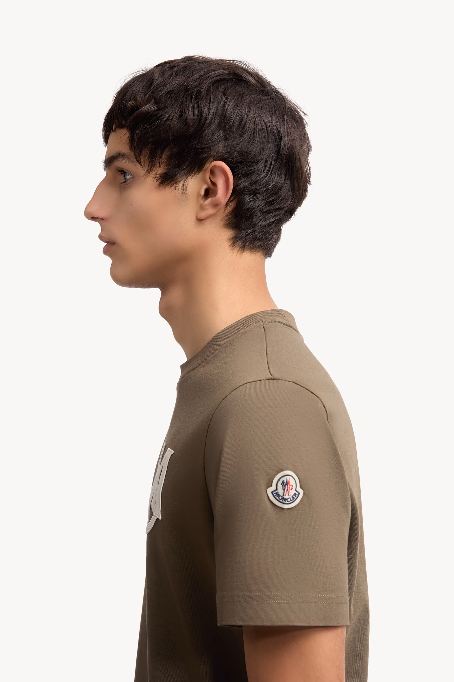 Monogram Cotton T-Shirt Men Olive Green Moncler 4